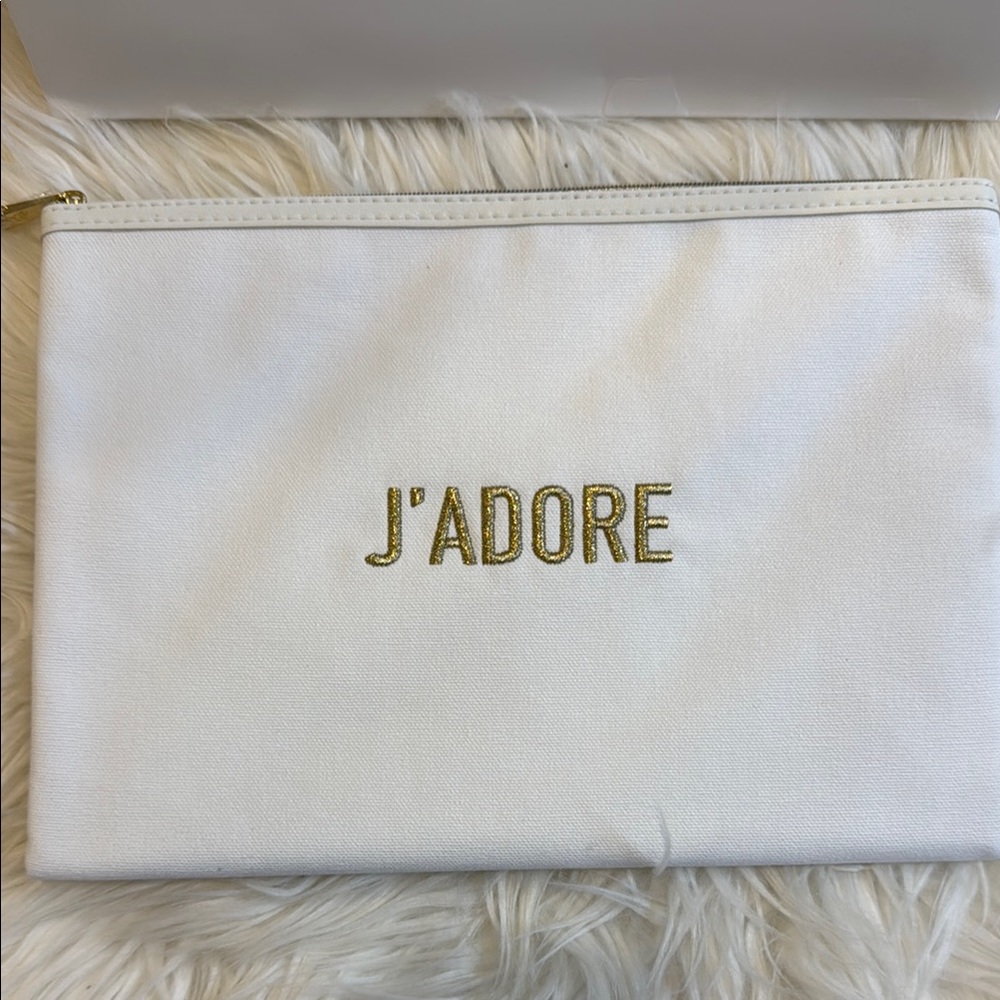J’Adore Beauty bundle Cosmetic White&Gold J'Adore Pouch with J’Adore bag charm - Picture 4 of 11